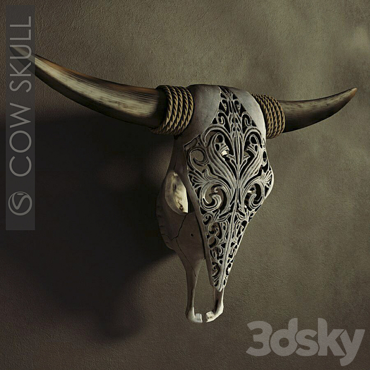 Decorative carved skull of a cow. 3DS Max - thumbnail 1