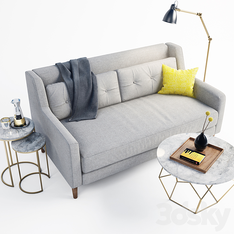 west elm sofa set 3D Model