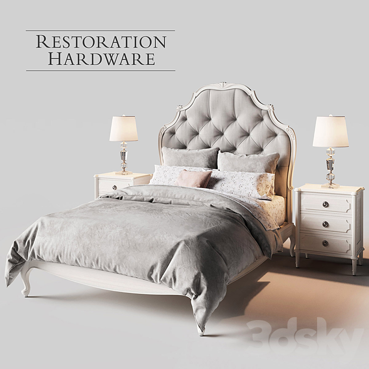 Restoration Hardware Paulette Tufted bed 3DS Max - thumbnail 1