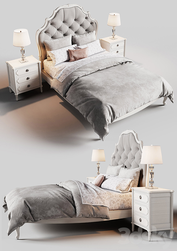 Restoration Hardware Paulette Tufted bed 3DS Max - thumbnail 2