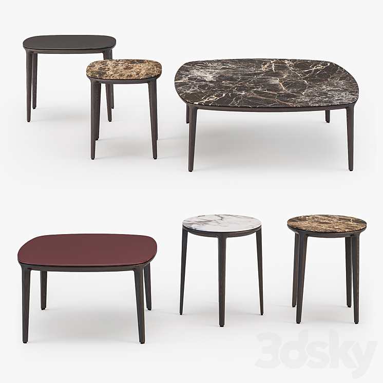 Henry coffee tables set 3DS Max - thumbnail 2