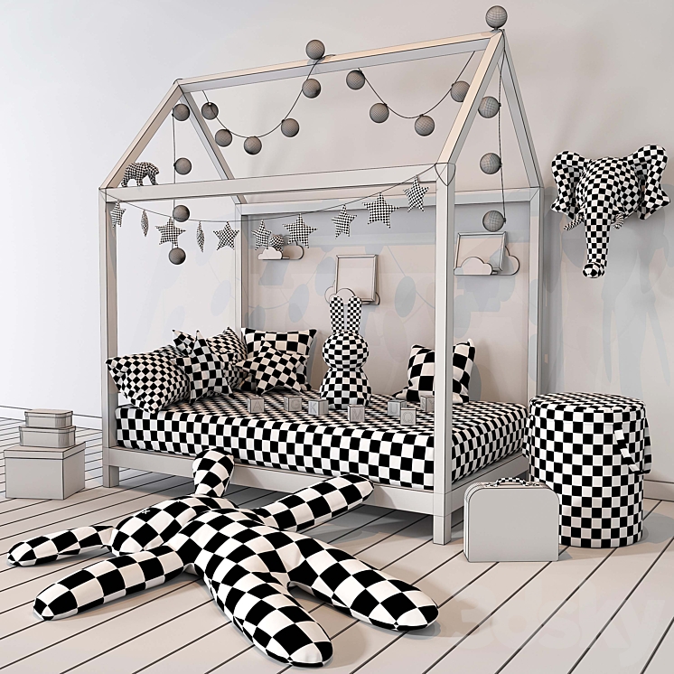 Children bedroom set 01 3D Model