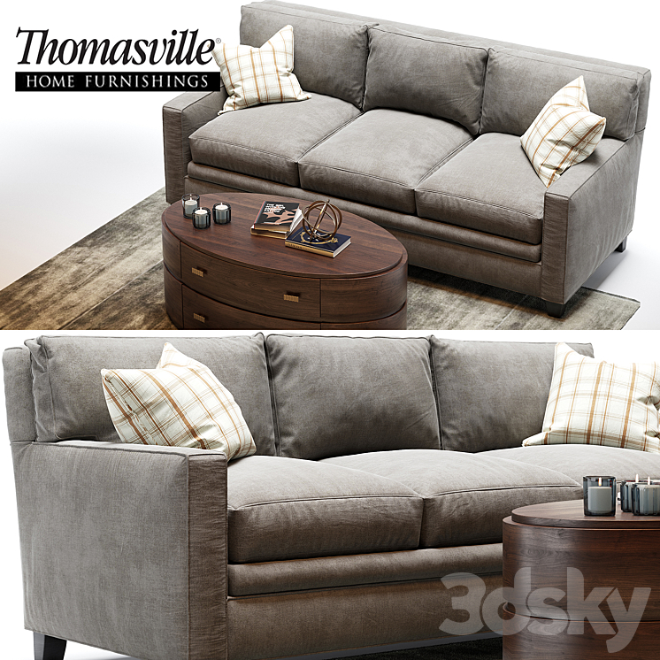 Thomasville mercer sofa and Andrew oval Cocktail table 3DS Max - thumbnail 2