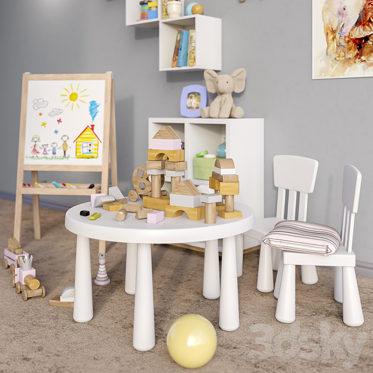 Modular furniture IKEA accessories decor and toys set 5 3DS Max - thumbnail 2