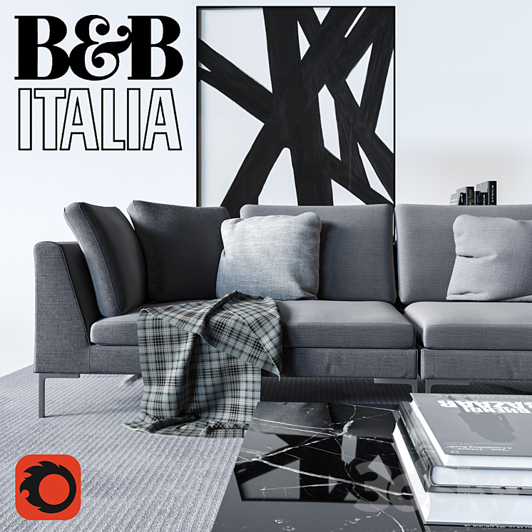 B & B Italia Sofa Charles 3DS Max - thumbnail 2