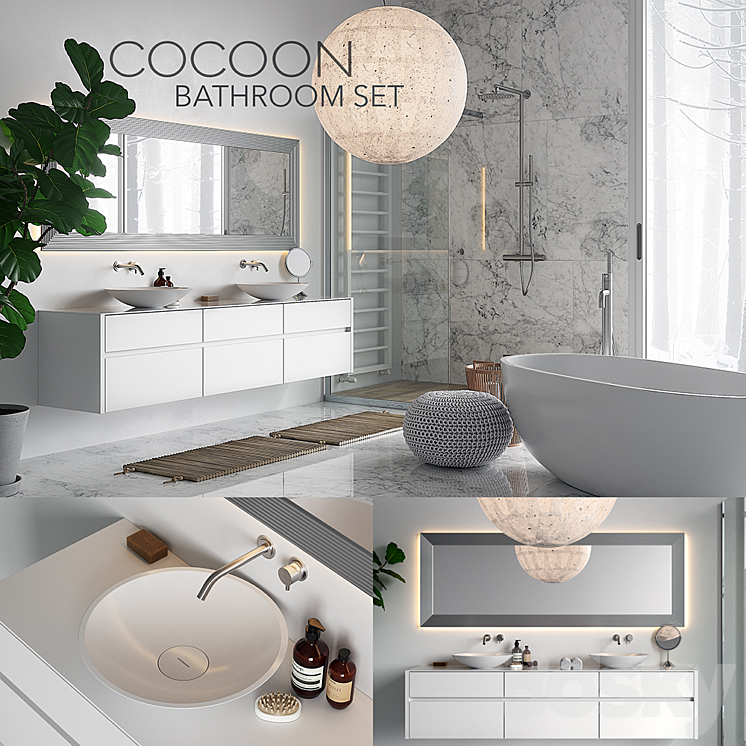 COCOON Bathroom Set (corona PBR vray GGX) 3DS Max - thumbnail 1