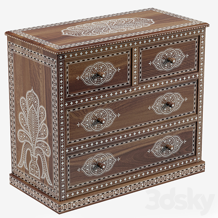 Noor Bone Inlay Chest 3DS Max - thumbnail 1