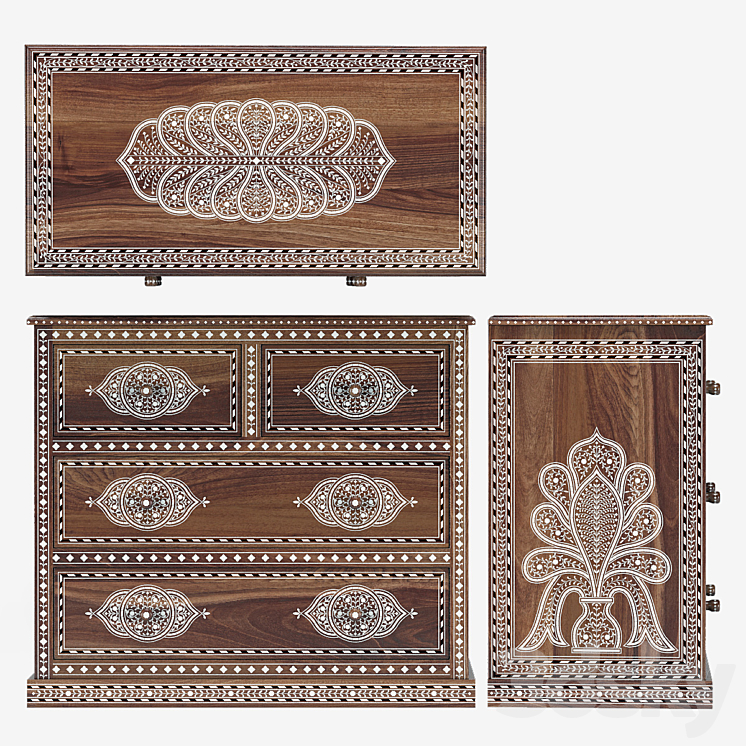 Noor Bone Inlay Chest 3DS Max - thumbnail 2