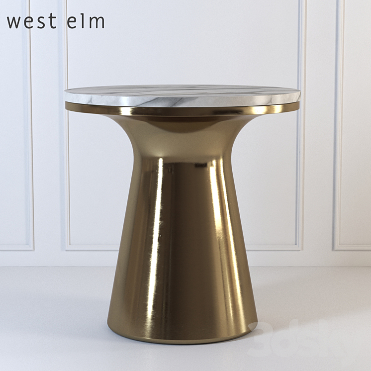 Marble Topped Pedestal Side Table 3DS Max - thumbnail 1