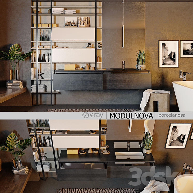 Set of bathroom furniture MODULNOVA Moon Gola 3DS Max - thumbnail 1