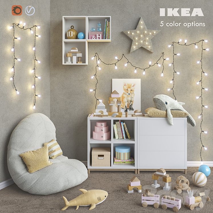 IKEA modular furniture accessories decor and toys set 6 3DS Max - thumbnail 1
