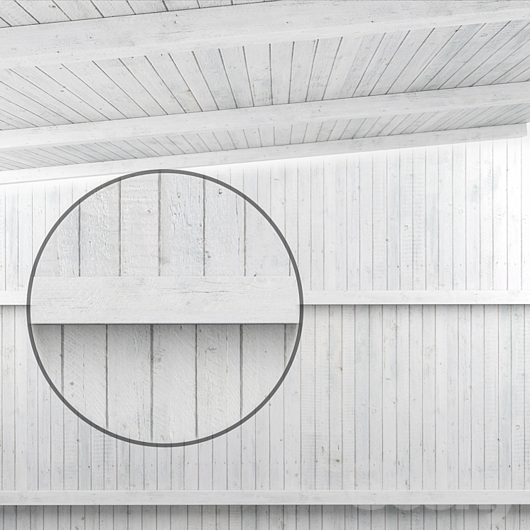 Wooden ceiling with beams (white wood) 3DS Max - thumbnail 1