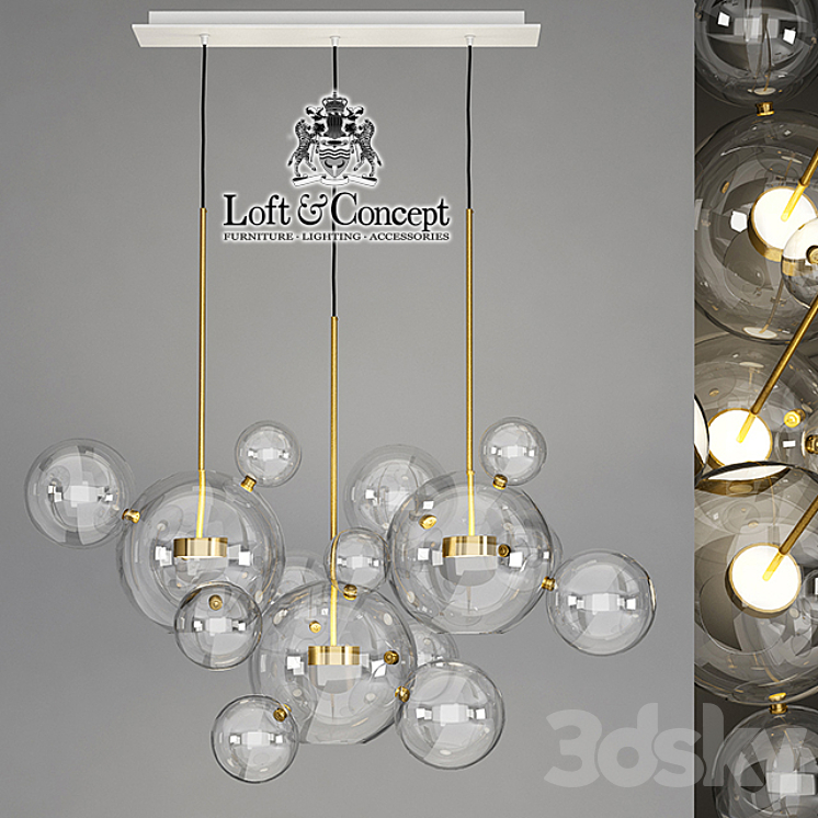 Suspension light Giopato & Coombes Bolle BLS 14L Chandelier 3DS Max - thumbnail 1