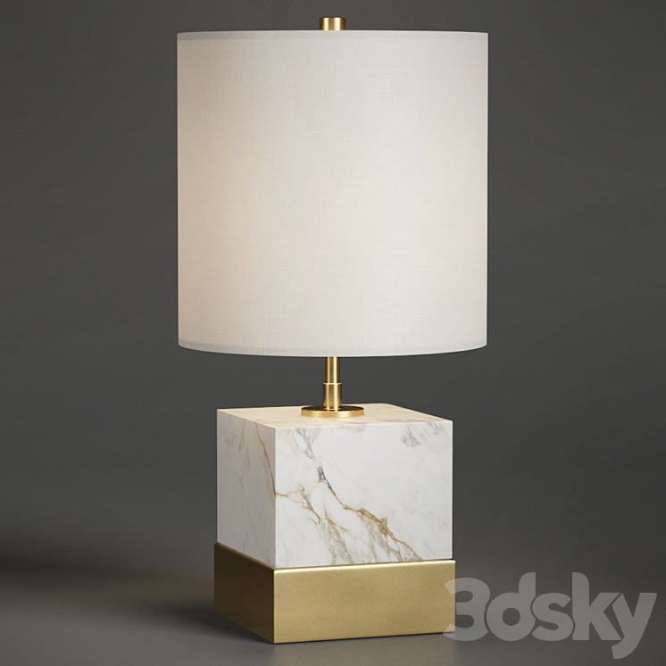 Rockport Marble and Brass Square Accent Table Lamp