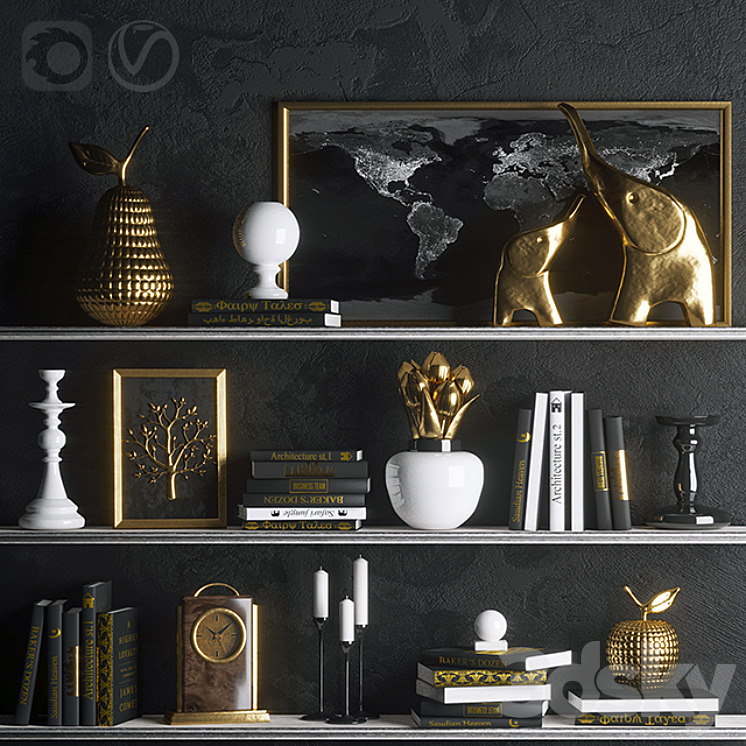 Strict in gold (decor)（model:1473712__Vray,Corona）