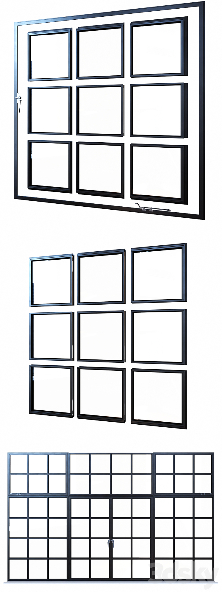 Steel Windows 3D Model