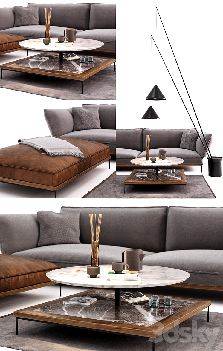 Fogia Jord Sofa Set | Vibia North Floor Lamp 3D Model
