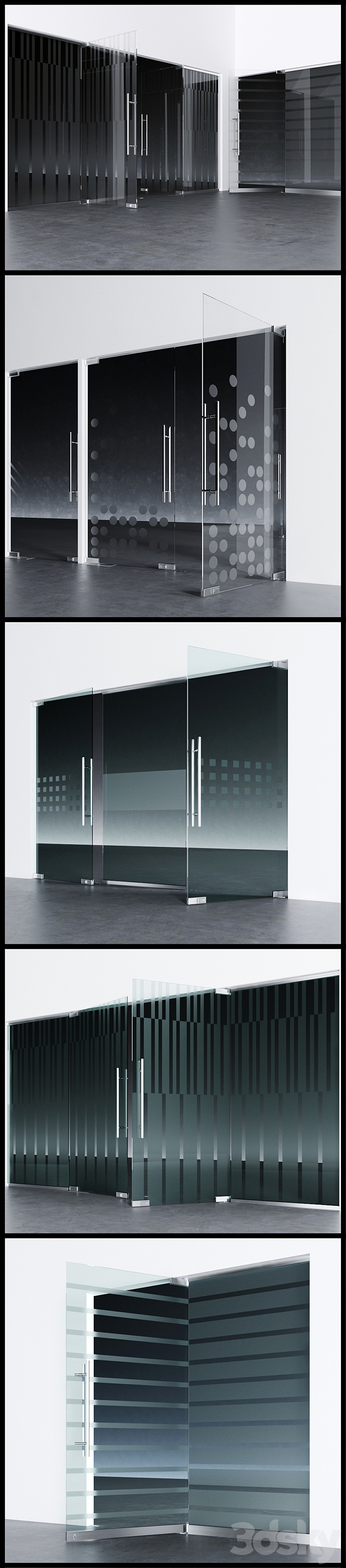 Swinging pendulum glass doors for office and home 2 _ corona - vray 3D Model