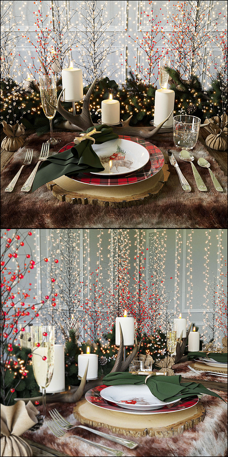 Christmas table setting Pottery Barn 3D Model