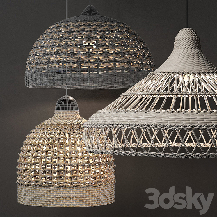 Wicker lampshades 3D Model