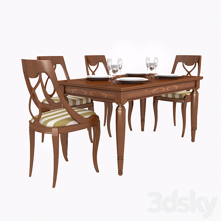 Table rectangular sliding Tempor Medici ED696 - Table + Chair - 3D model