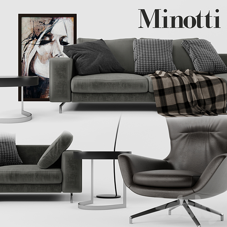 Minotti Set 01 Sherman Sofa 3D Model