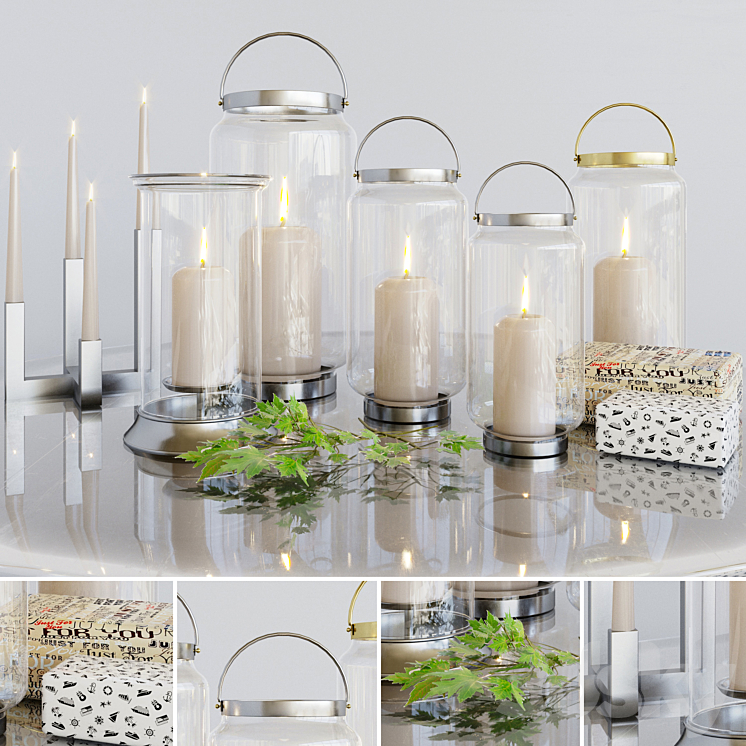Fascinating candlesticks with candles and decor 3DS Max - thumbnail 1