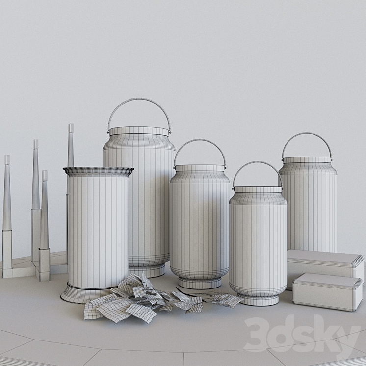 Fascinating candlesticks with candles and decor 3DS Max - thumbnail 2