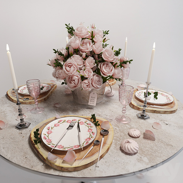 Table setting with roses / Table setting with roses