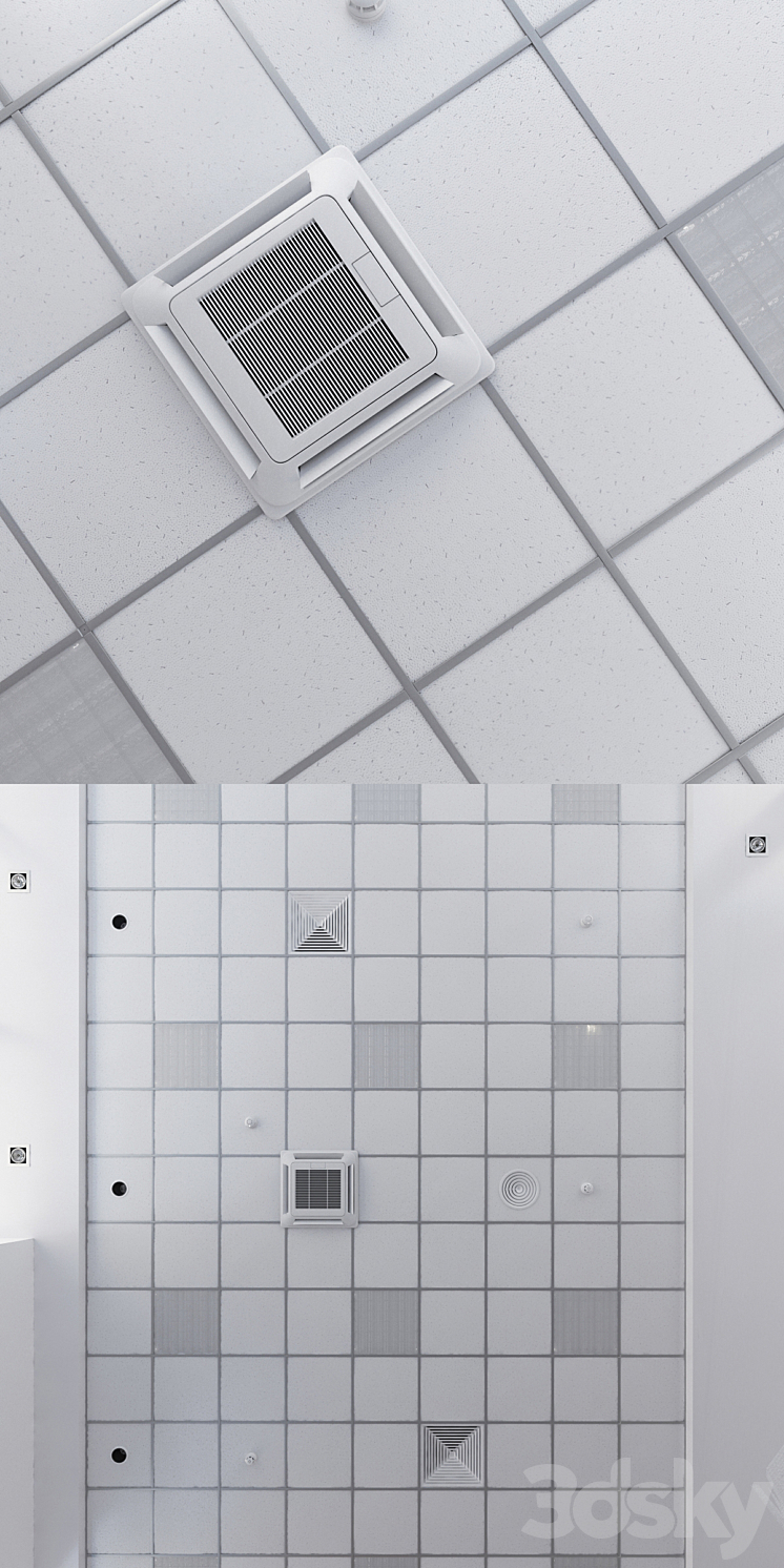 Armstrong ceiling system with a set of elements. 3D Model