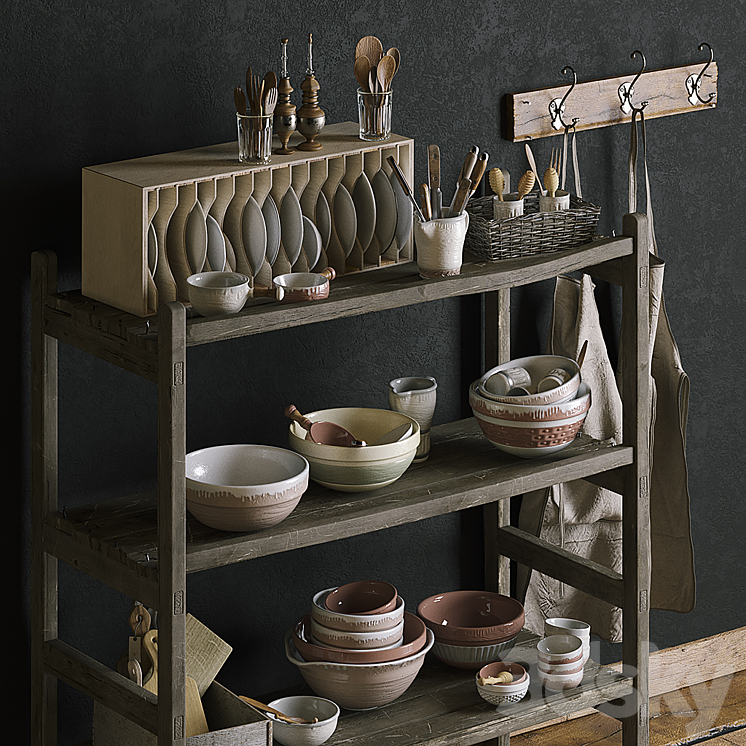 A rack of a pottery workshop. 3DS Max - thumbnail 2