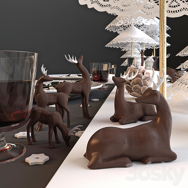 New Year Serving Deer 3DS Max - thumbnail 2