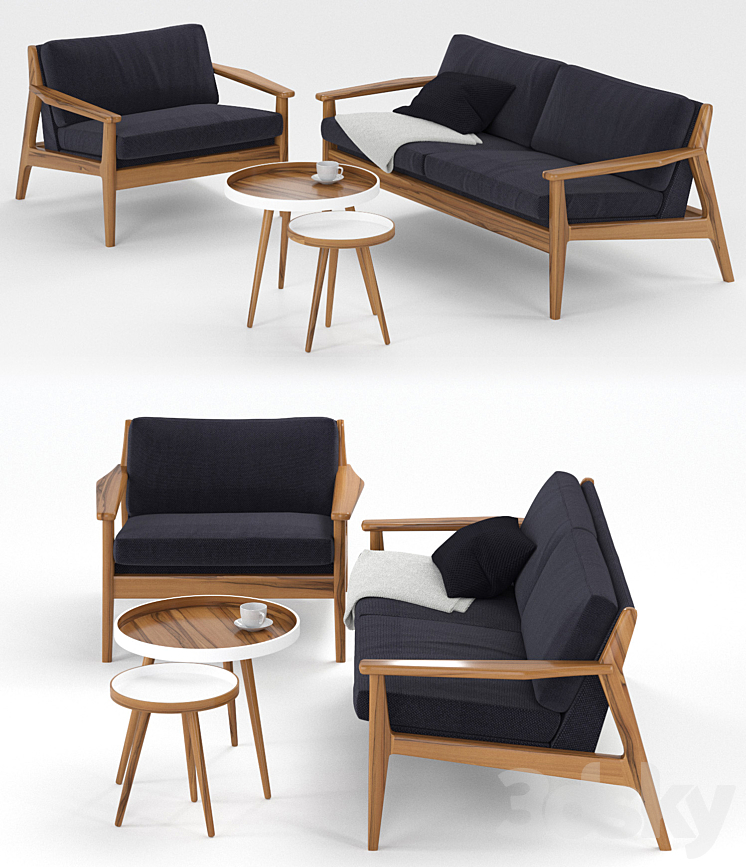 Scandinavian sofa and chair 3D Model