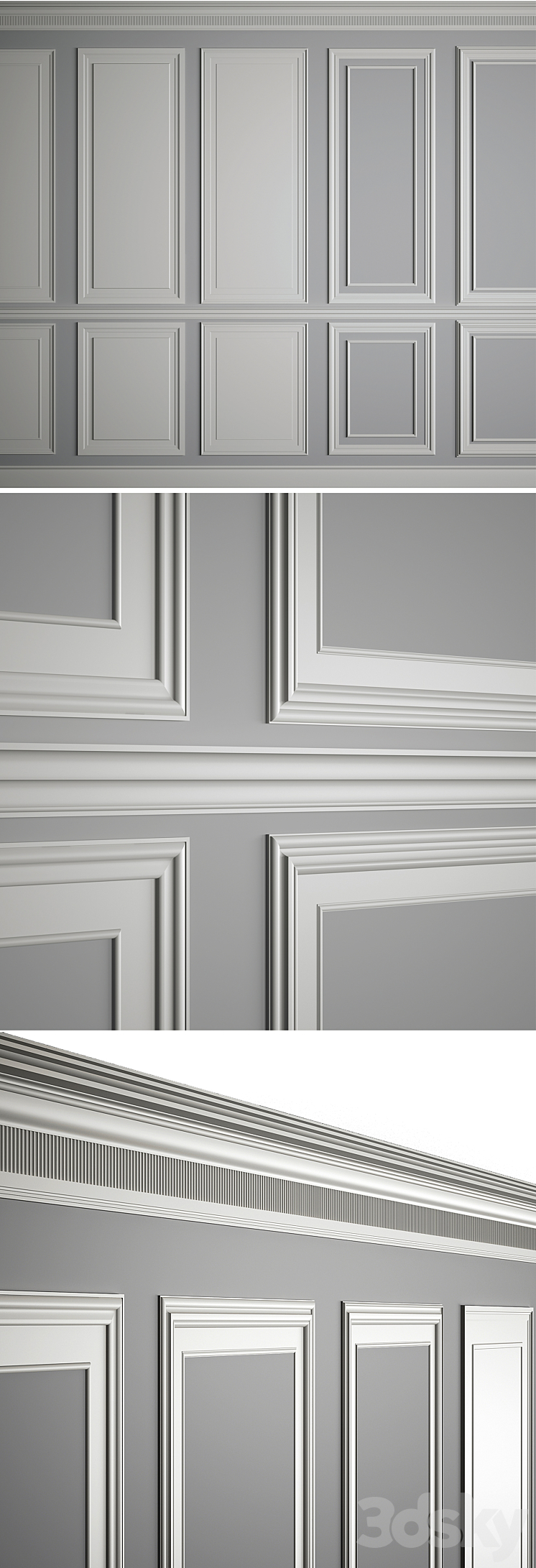 Moldings on the walls 3DS Max - thumbnail 2