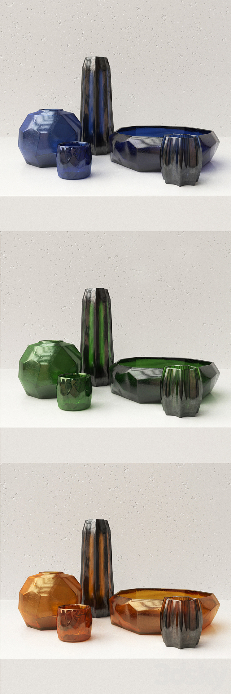 Set of vases Guaxs (vray GGX corona PBR) 3D Model