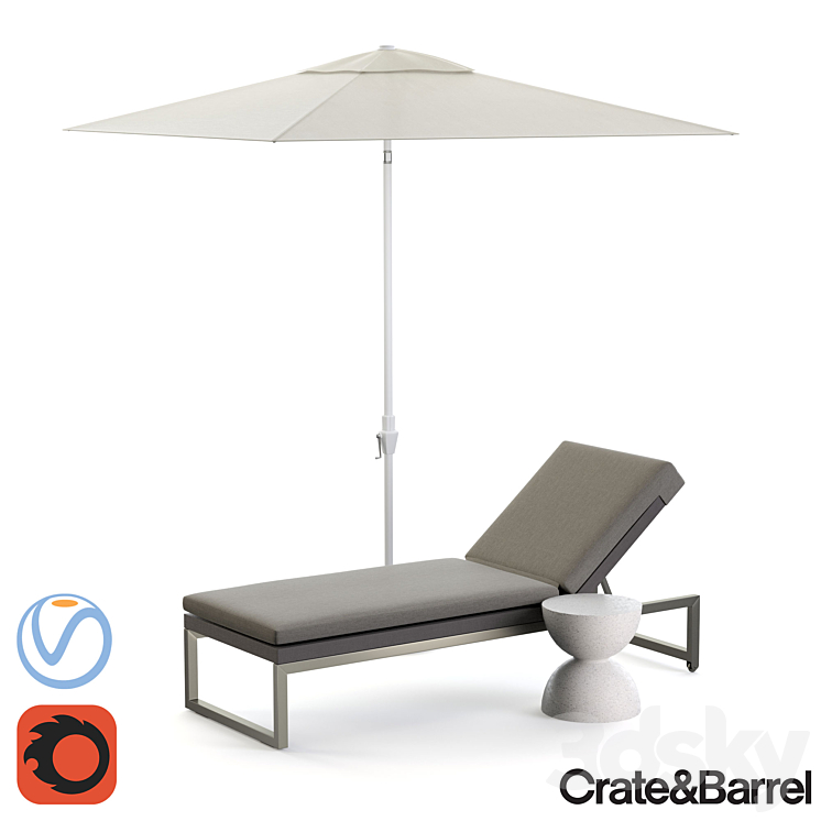 Dune Chaise Lounge with Sunbrella 3DS Max - thumbnail 1