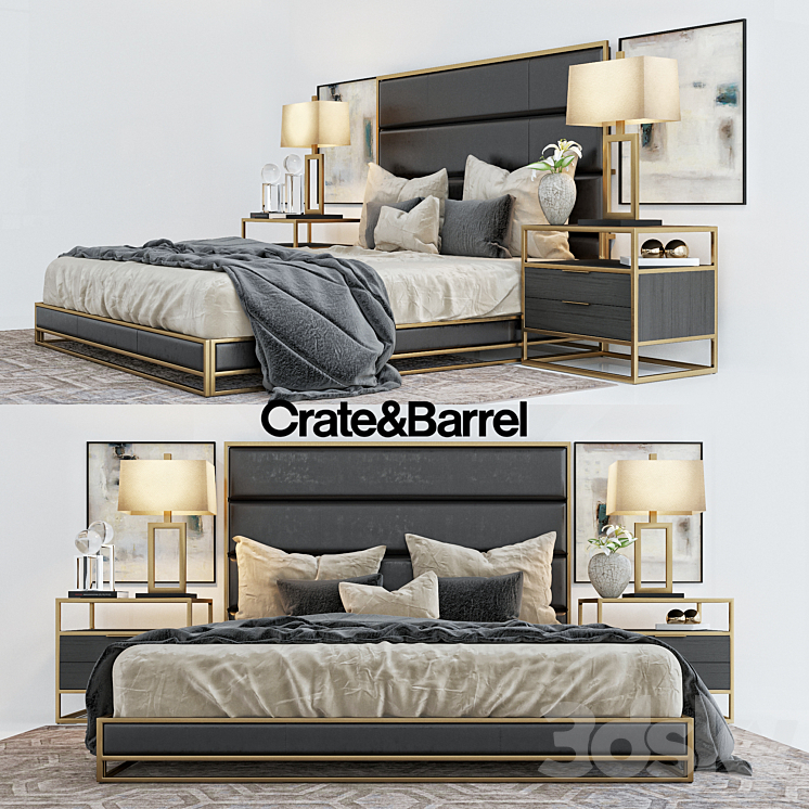 3DS MAX Crate & Barrell oxford collection bed 3DS Max