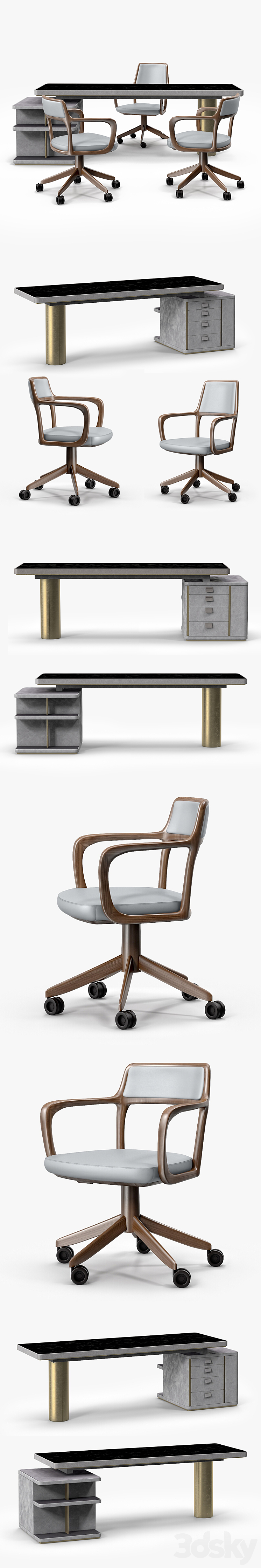 Baxter Verba Volant Desk and Giorgetti Baron Armchair 3DS Max - thumbnail 2