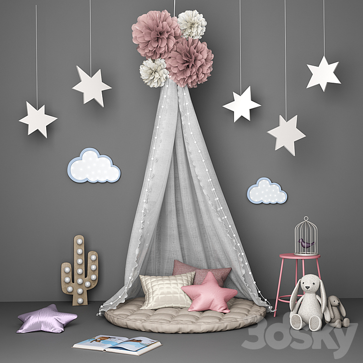 Decorative set for children with canopy 3DS Max - thumbnail 1
