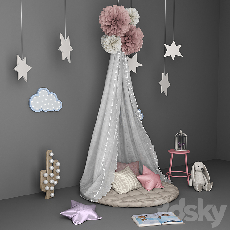Decorative set for children with canopy 3DS Max - thumbnail 2