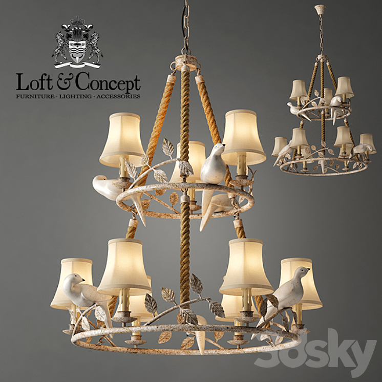 Chandelier Norman Bird Forest Patina 9 3DS Max - thumbnail 1