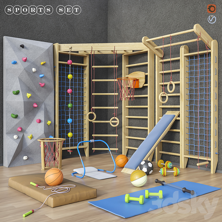 Sports furniture and equipment set 1 3DS Max - thumbnail 1