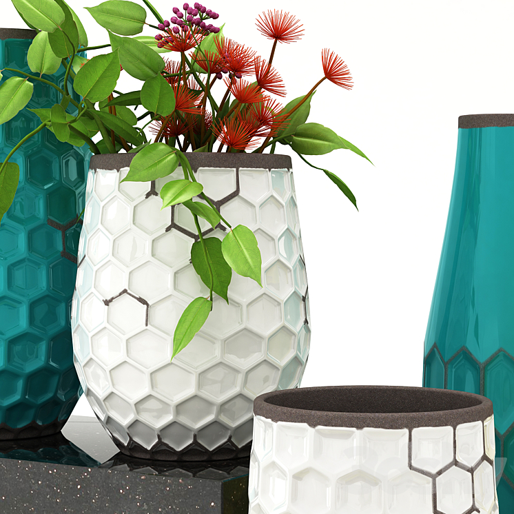 flower vase set 3D Model