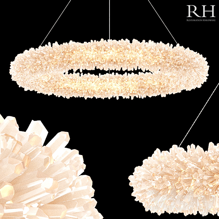 “Chandelier Restoration Hardware Geode Quartz Crystal Chandelier 40 “”” 3DS Max - thumbnail 1