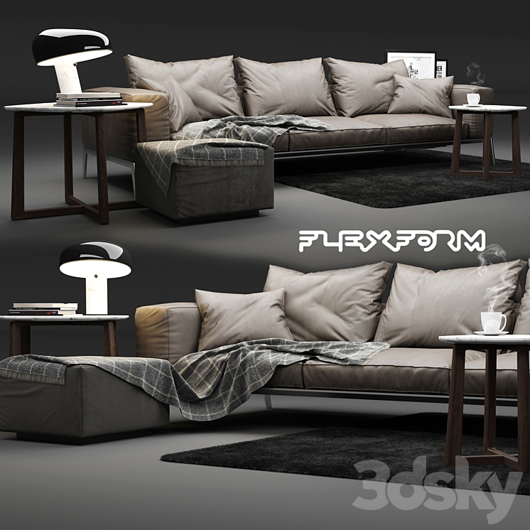 Flexform Lifesteel Sofa 3D Model
