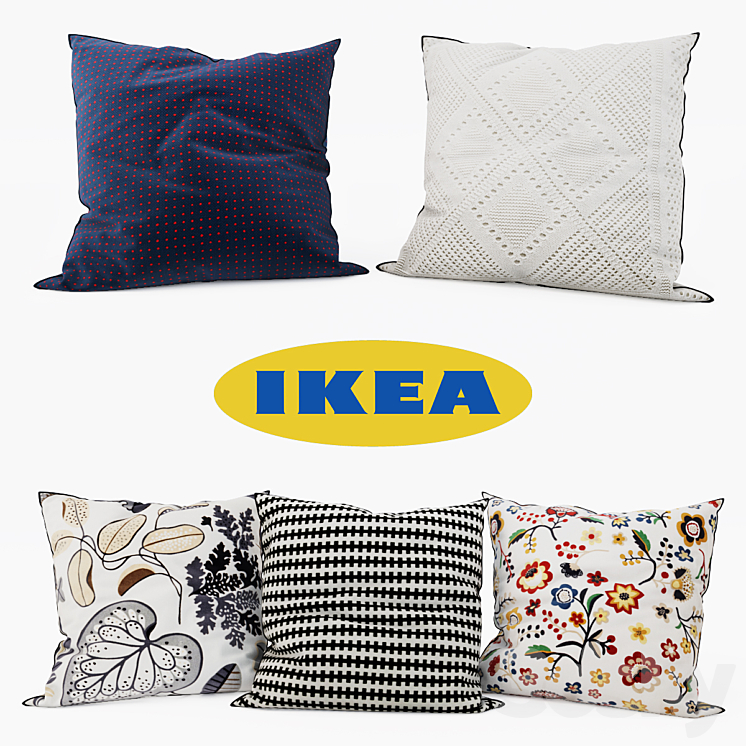 IKEA Decorative Pillows set 10 Pillows 3D model