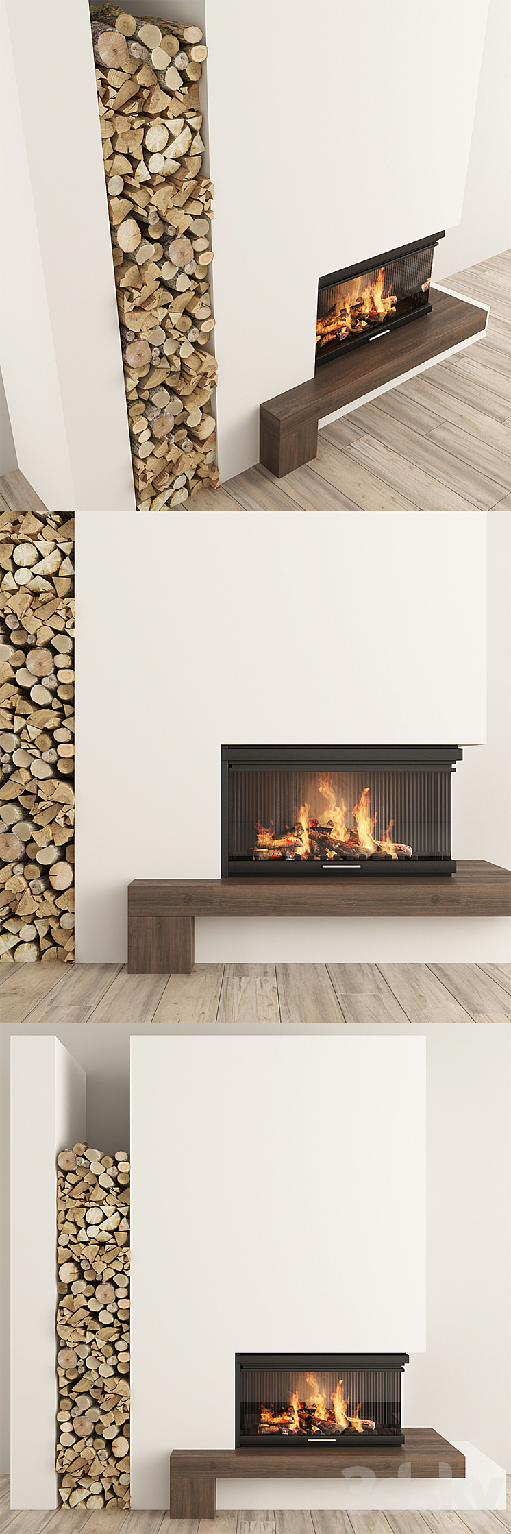 Fireplace and firewood2 3D Model