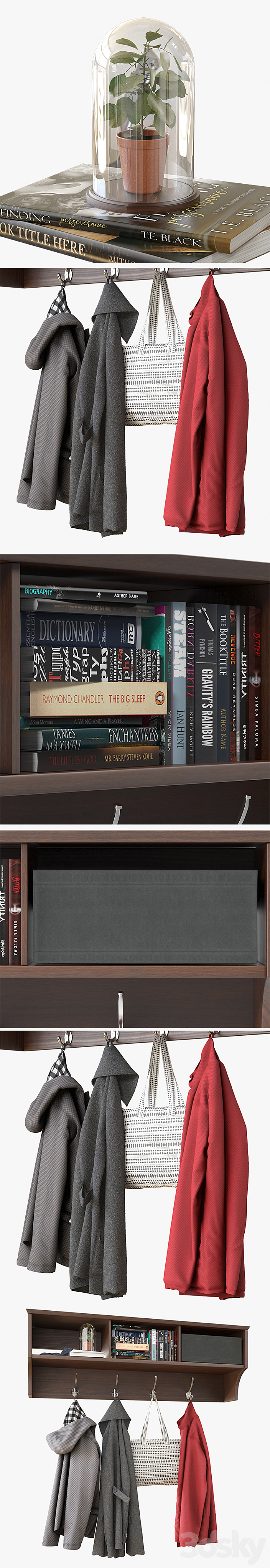 Wall Shelf With Clothes 3D Model