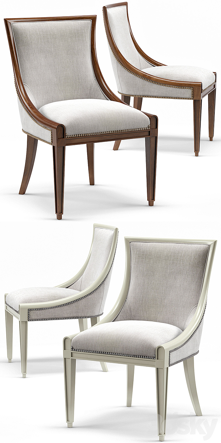 Stockton Ivory Lacquered Dining Chair Maxime French Round Dining Table 3DS Max - thumbnail 2