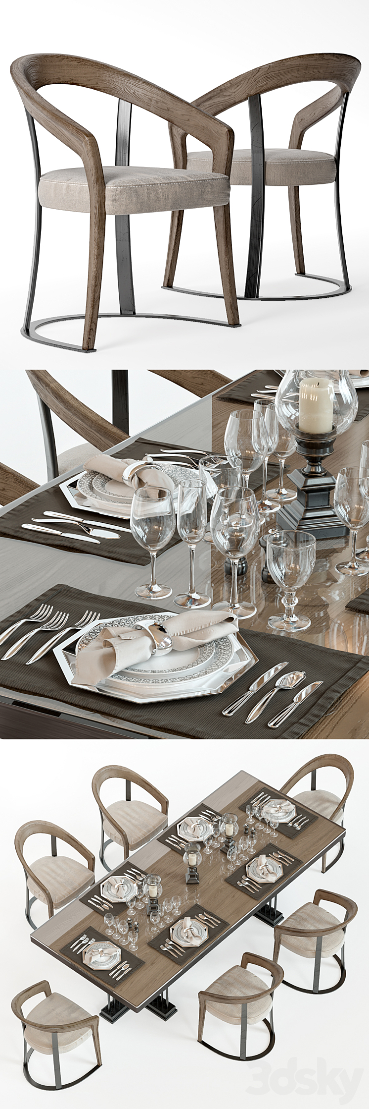 Longhi- table and chair - EXTRAS 3D Model